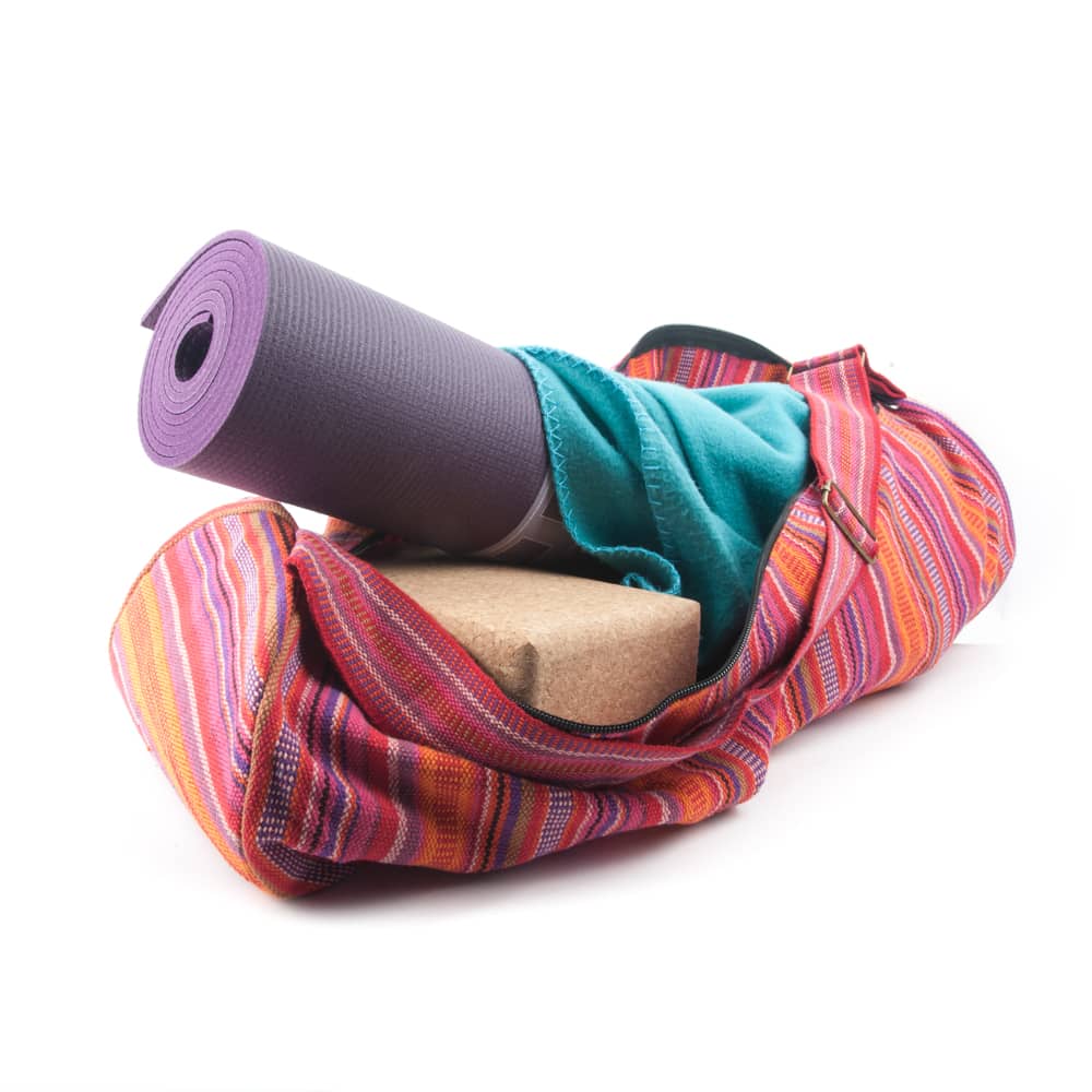 yoga mat tas met deken en yoga blok kurk