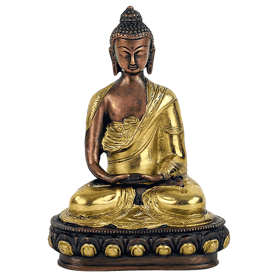 Japanse Boeddha Beeld Messing Amithaba Tweekleurig - 20 cm