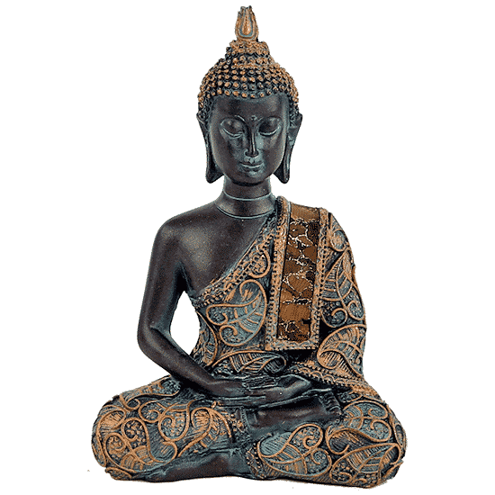 Thaise Boeddha Beeld Mediterend Polyresin Zwart - 10 x 6 x 15 cm