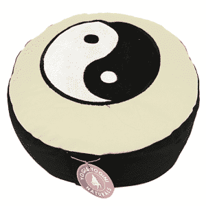 Yogi & Yogini Meditatiekussen Rond Katoen Zwart Wit - Yin Yang - 33 x 17 cm