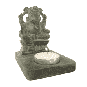 Ganesha Waxinelichthouder Grijs Zeepsteen