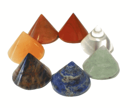 Set van 7 Kegelvormige Stenen in de Chakrakleuren