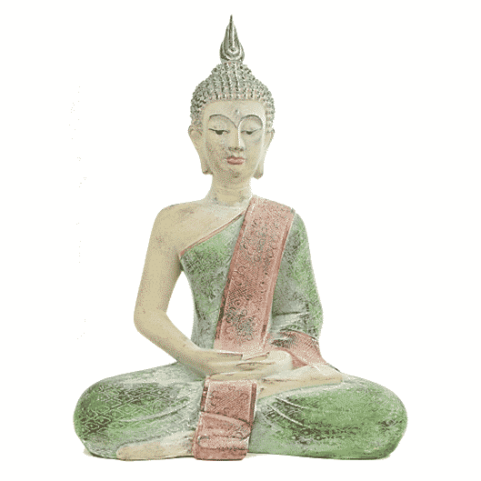 Thaise Boeddha Beeld  Mediterend Groen - 33 x 19 x 43 cm
