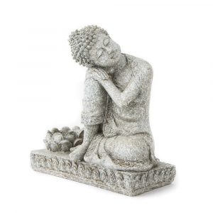 Boeddha met Kaarshouder Steengrijs (17,5 cm)