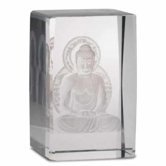 Kristal Laser Boeddha op Lotustroon Rechthoekig