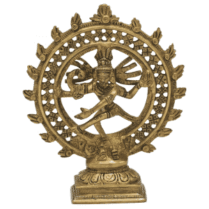 Shiva Nataraja Messing Dubbele Ring Goudkleurig - 15 cm