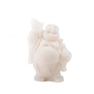 Sneeuwkwarts Beeldje Boeddha met Schaal en Kruik (9 cm)