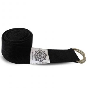Katoenen Yoga Riem Zwart met D-Ring - 248 cm