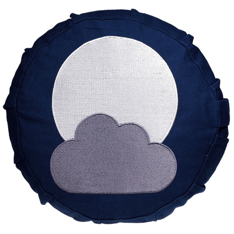 Yogi & Yogini Meditatiekussen Katoen Rond Blauw - Maan -  23 x 8 cm