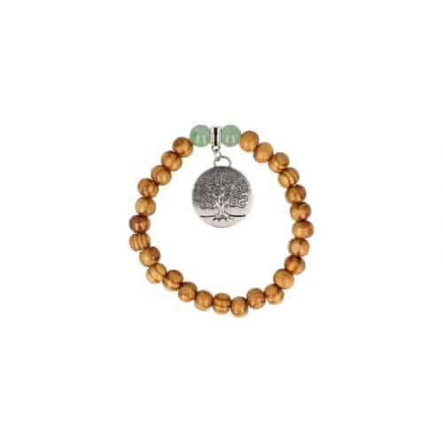 Edelsteen Armband Groene Aventurijn/ Hout Mala met Levensboom Kopen Spiru