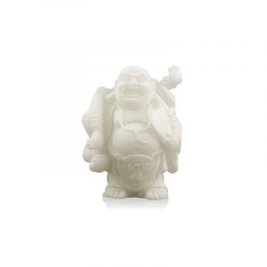 Sneeuwkwarts Beeldje Boeddha met Knapzak en Spiegel (9 cm)