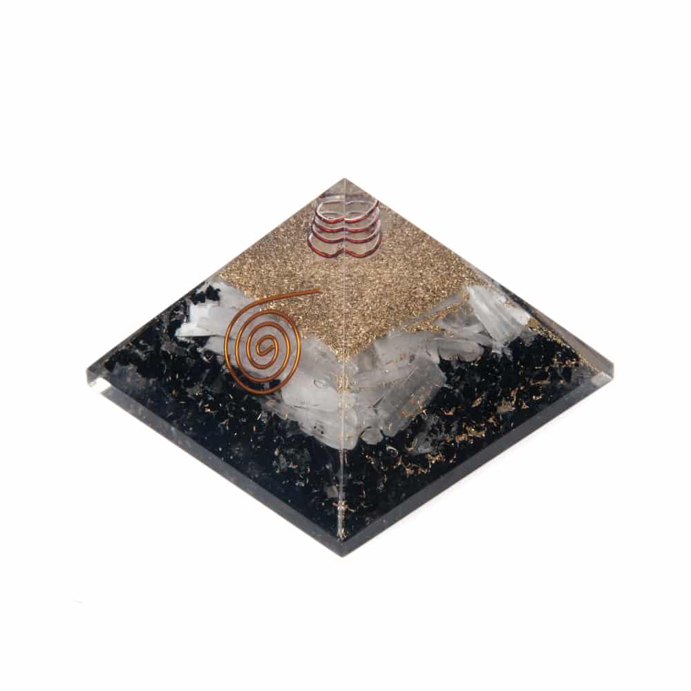 Orgonite Piramide Zwarte Toermalijn/ Seleniet (70 mm)