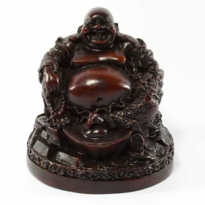 Happy Boeddha Beeld Polyresin Rood - 12 x 10 cm