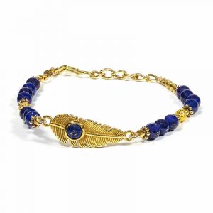 Edelsteen Armband Lapis Lazuli met Veer