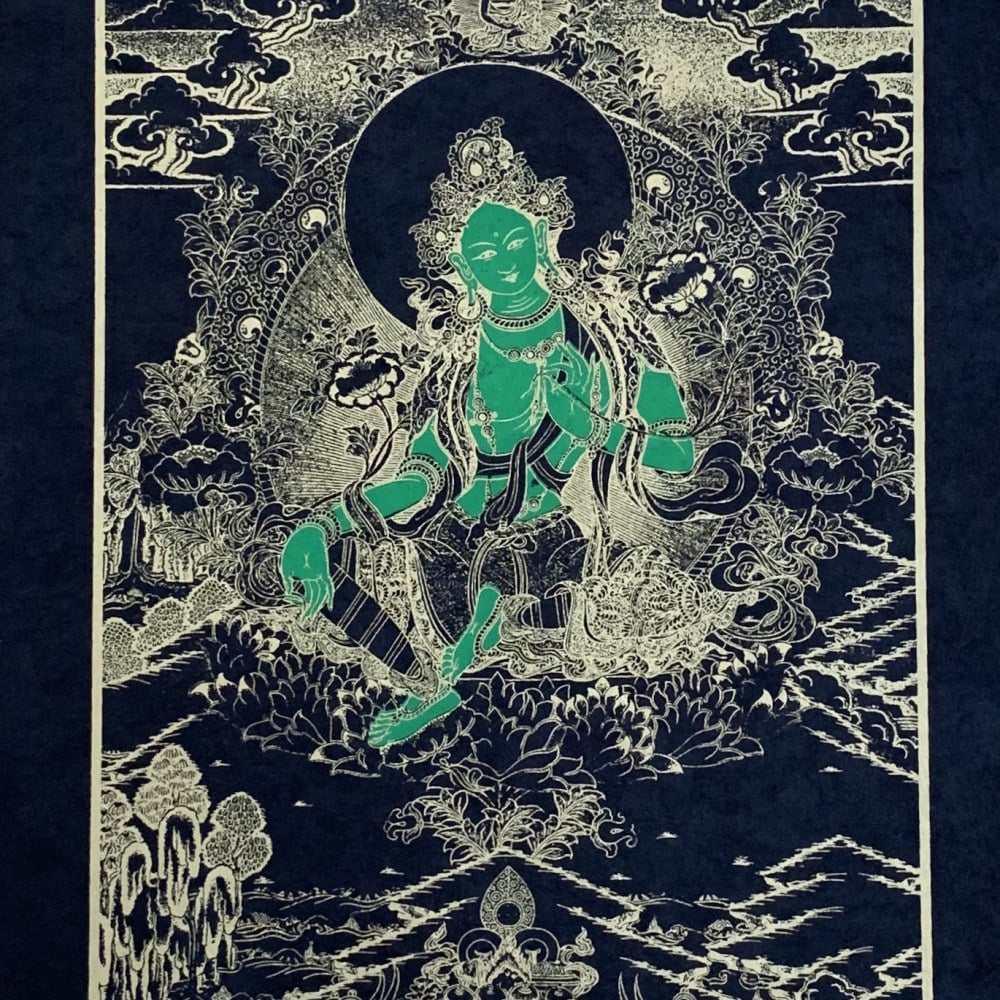 Groene Tara Print op Handgeschept Papier