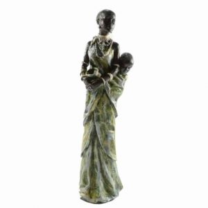 Beeld Polystone Afrikaanse Vrouw met Kind (30 cm)