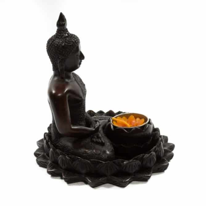 Polystone Theelichthouder Lotus Boeddha (17 cm)