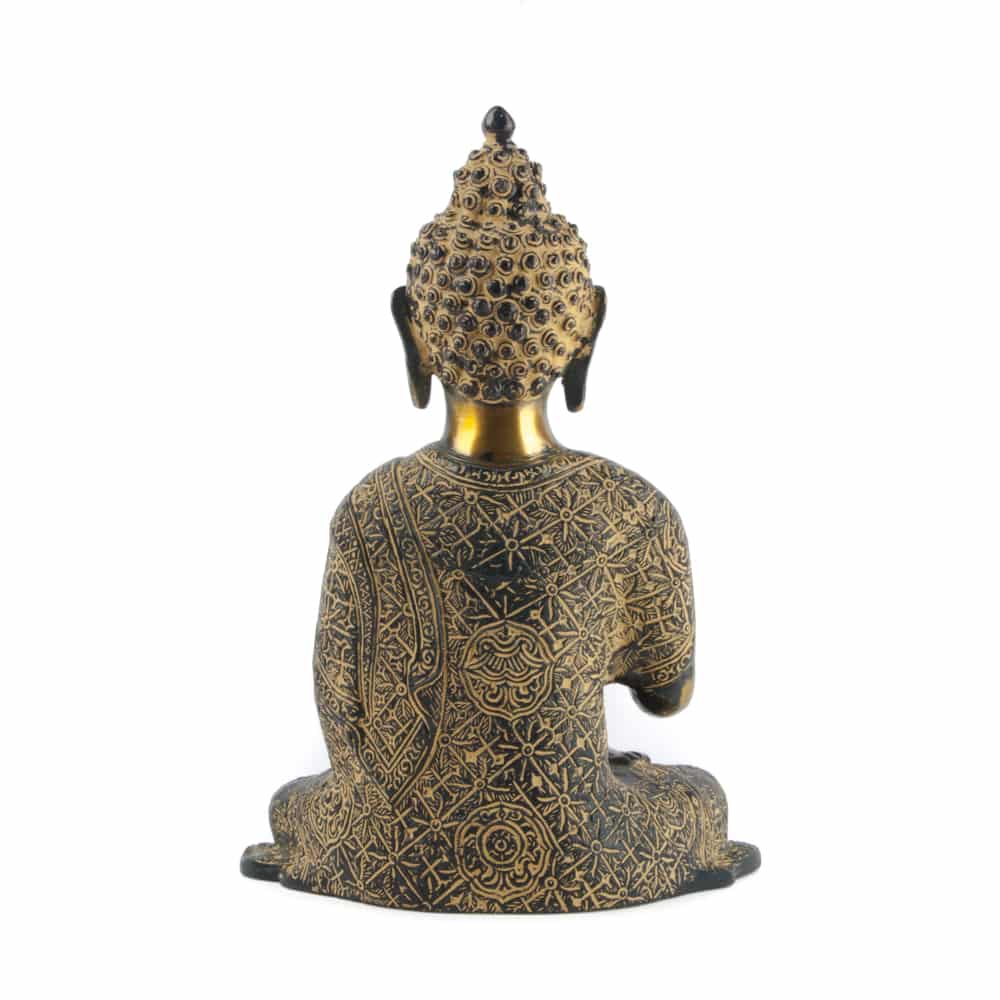boeddha meditatie goud achterkant