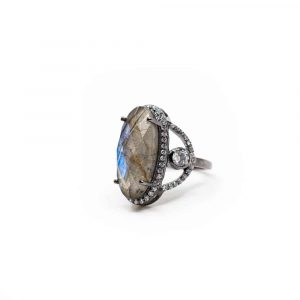 Labradoriet Edelsteen Ring 925 Zilver - A+ Kwaliteit