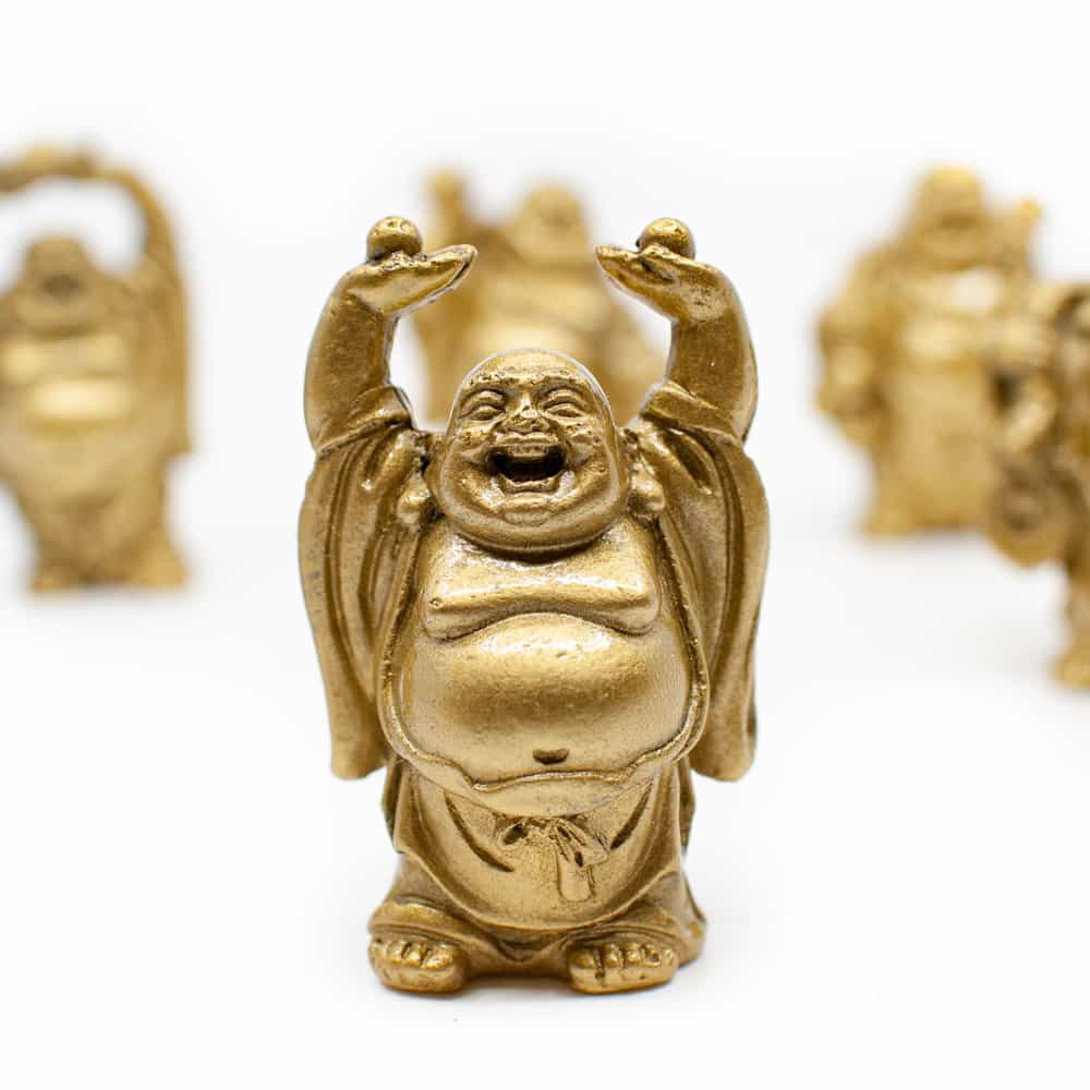 Lachende boeddha beeld goud