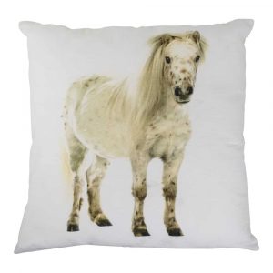 Sierkussen Canvas Witte Pony Grijs (50 x 50 cm)