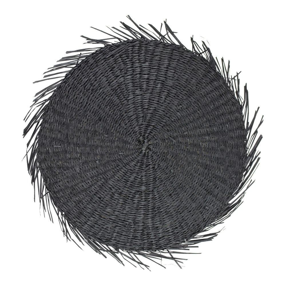 Ronde Placemat Zeegras Zwart met Franje (38 cm)
