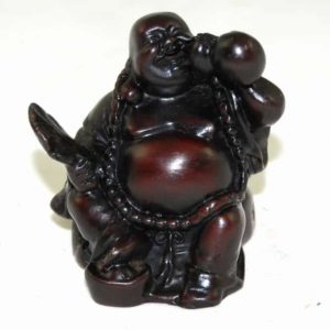 Happy Boeddha Beeld Polyresin Rood (7,5 x 7,5 x 7 cm	)