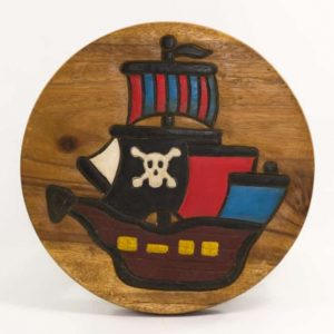 Kinderkrukje met Piratenboot (Acaciahout)
