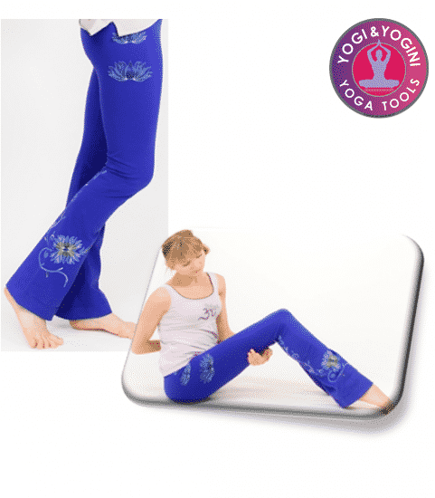 Yoga Handgeschilderde Lotus Broek Katoen Blauw-Paars S