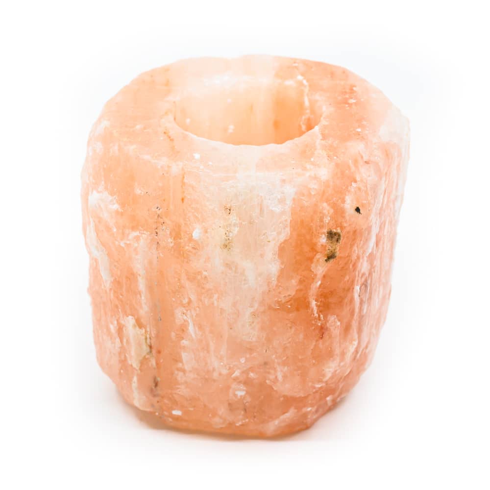 Zoutsteen Waxinelichthouder Oranje/Roze (1 - 1,5 kg)