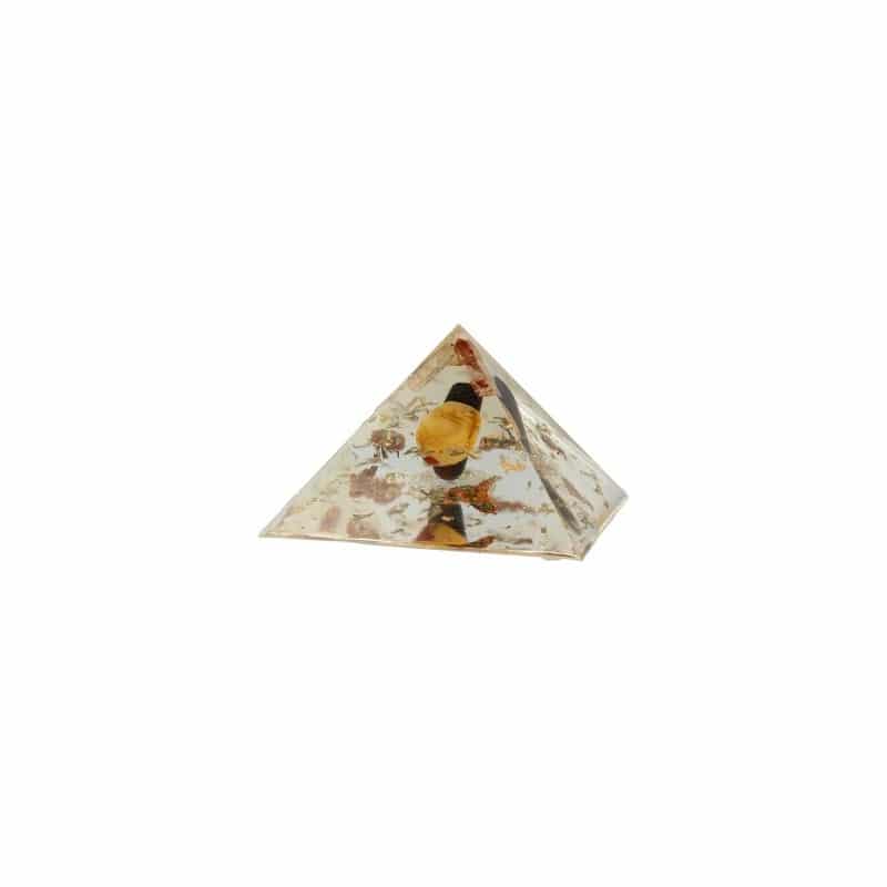 Orgonite Piramide Mokaiet/ Tijgeroog/ Bergkristal (100 mm)