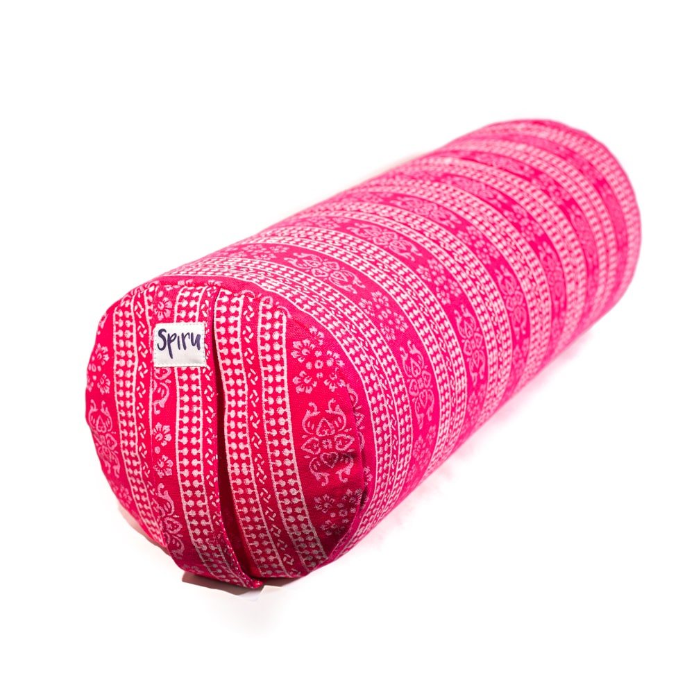 Yoga Bolster Roze Rond Katoen - Blok Print - 59 x 21,5 cm