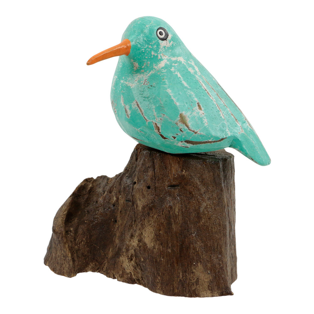 Vogel op Houten Stronk - Turquoise