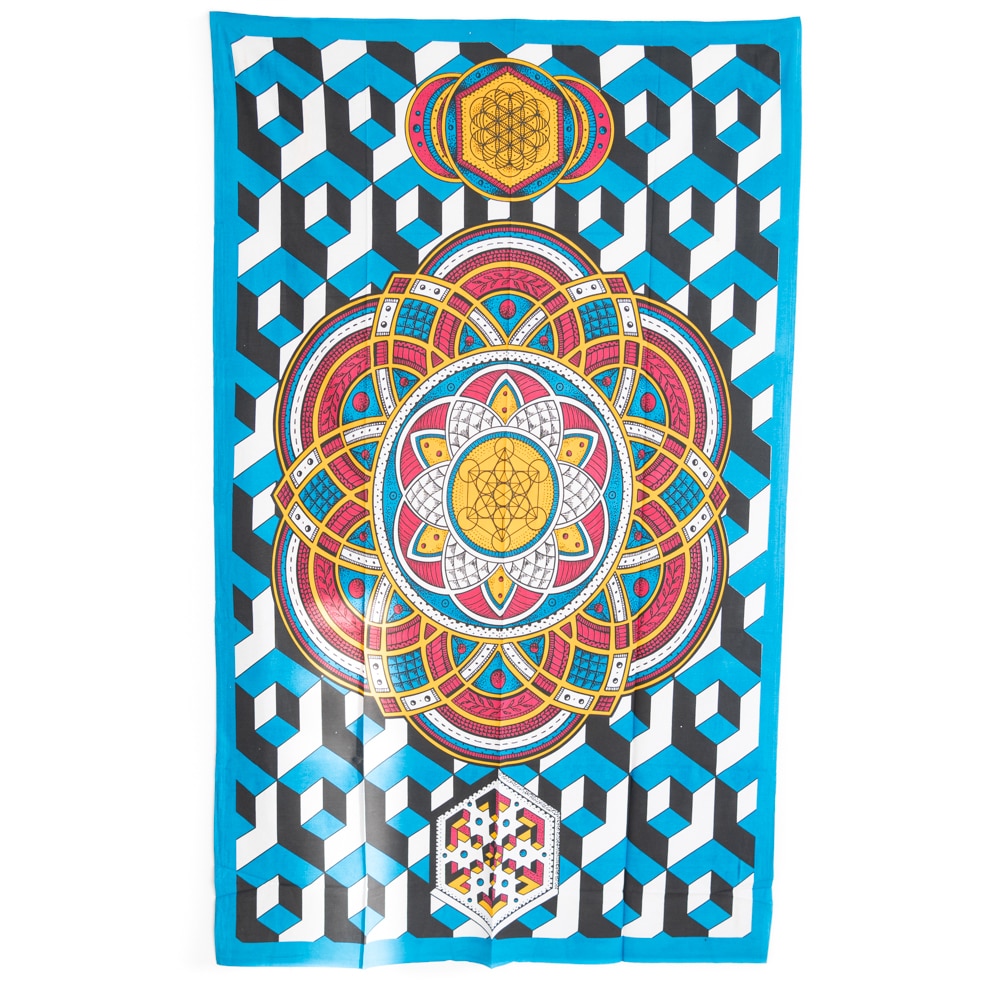 Authentiek Mandala Wandkleed Katoen Geometrische Vormen (215 x 135 cm)