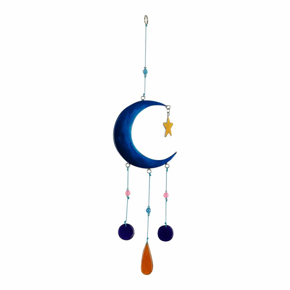 Hangende Decoratie Maan Donkerblauw (38 x 11 x 1 cm)