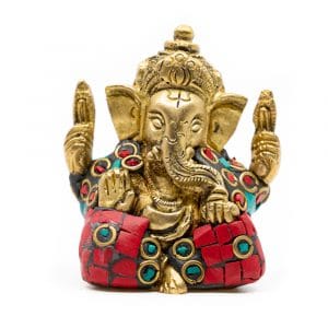 Ganesha Beeld Messing Geverfd (5 cm)