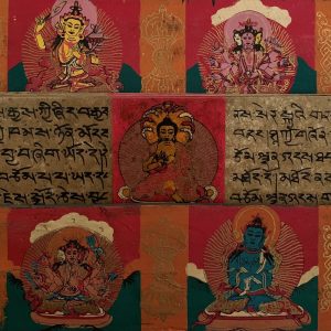 Tibetaans Gebedenboek met handbeschilderde Mantra's en Boeddha's (Model 2)