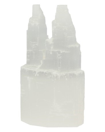 Edelsteen Seleniet dubbele Toren (10 x 6 x 4 cm)
