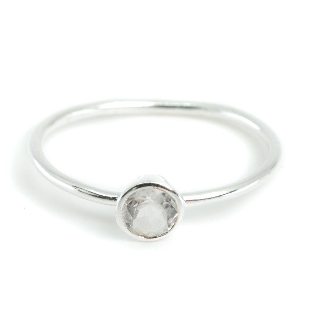 Geboortesteen Ring Bergkristal April - 925 Zilver - Zilverkleurig (Maat 17)