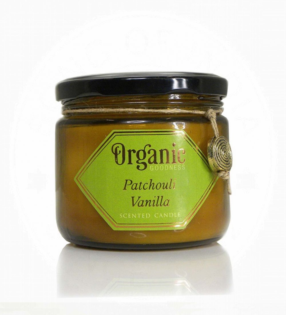 Organic Goodness Geurkaars in Glas Patchouli & Vanille - Soja Was (200 gram)