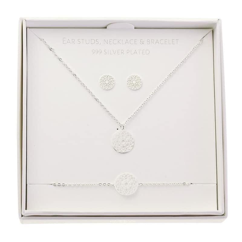 Zilveren Sieraden Set - Mandala van Geluk - 999 verzilverd