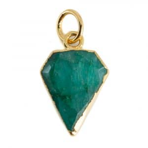 Edelsteen Hanger Smaragd (gekleurd) Diamantvorm - Verguld - 15 x 12 mm
