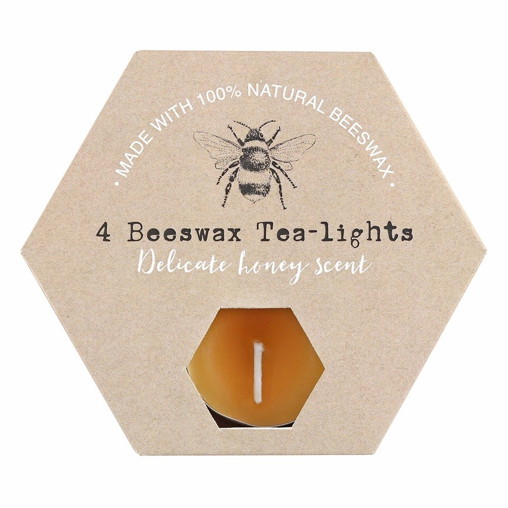 Bijenwas Theelichtjes Honing (set van 4)
