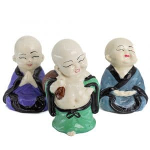 Happy Boeddha Beeld Vrolijke Kleuren - set van 3 - ca. 9cm