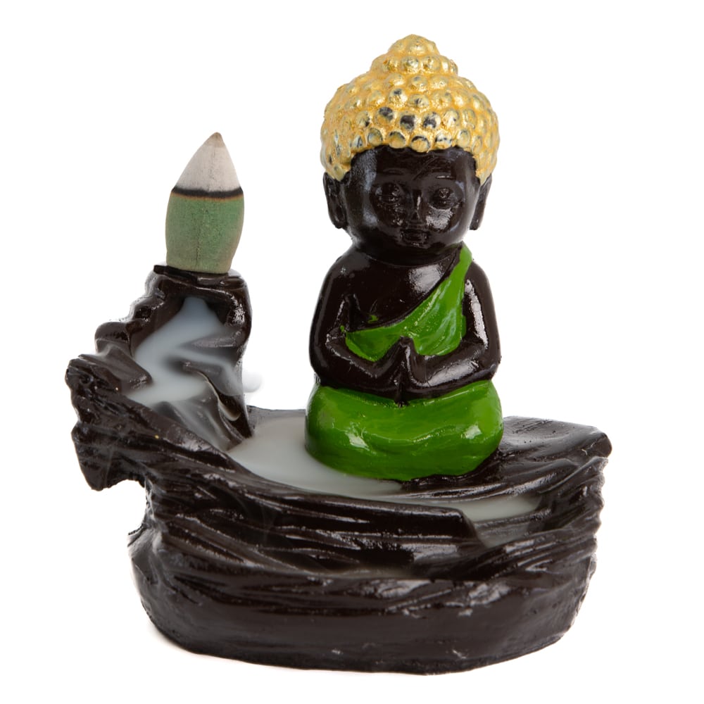 Backflow Wierook Houder Mediterende Boeddha (95 mm) inclusief Kegels