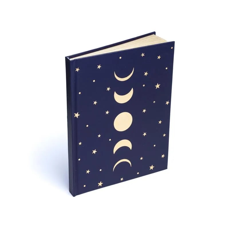 Spiritueel Notitieboekje Maanfasen & Sterren Donkerblauw (15 x 21 cm)