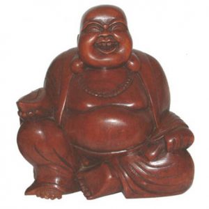 Houten Boeddha Lachend (ca. 18 x 16,5 x 8 cm)