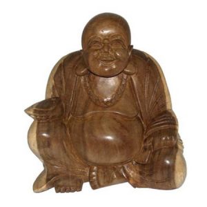 Houten Boeddha Lachend (ca. 15 x 15 x 9,5 cm)