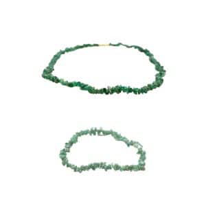 Groene Jade Splitarmband en -Ketting Set - Bundel