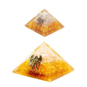 Citrien Orgonite Piramide met Engel (Groot en Medium) - Bundel